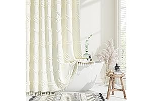 Dynamene Cream Fabric Shower Curtain: A Textured Tapestry for Your Bathroom Retreat