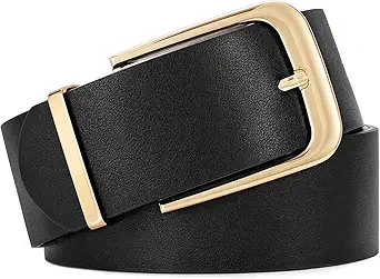 WERFORU Women Wide Leather Belt Women Fashion Wide Belt for Dresses Jeans Ladies Fashion Thick Waistbelt with Gold Buckle