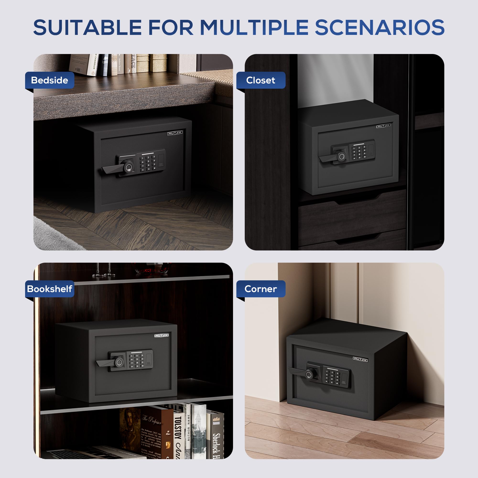 Smart Home Safe 1.0 Cub - Cassetta di sicurezza biometrica ad accesso rapido con maniglia di riconoscimento delle impronte digitali, chiavi, tastiera digitale e porta di tipo C, dotata di borsa