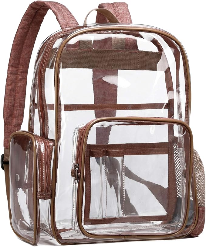 clear backpack rose gold