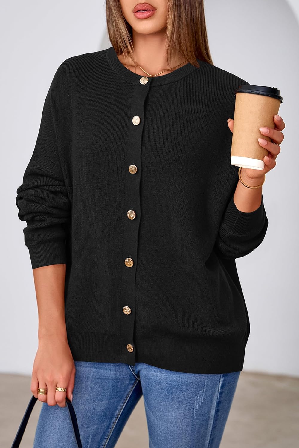 Arach&Cloz Women's Wool Blend Oversized Cardigan Sweaters Button Down Casual Clothing