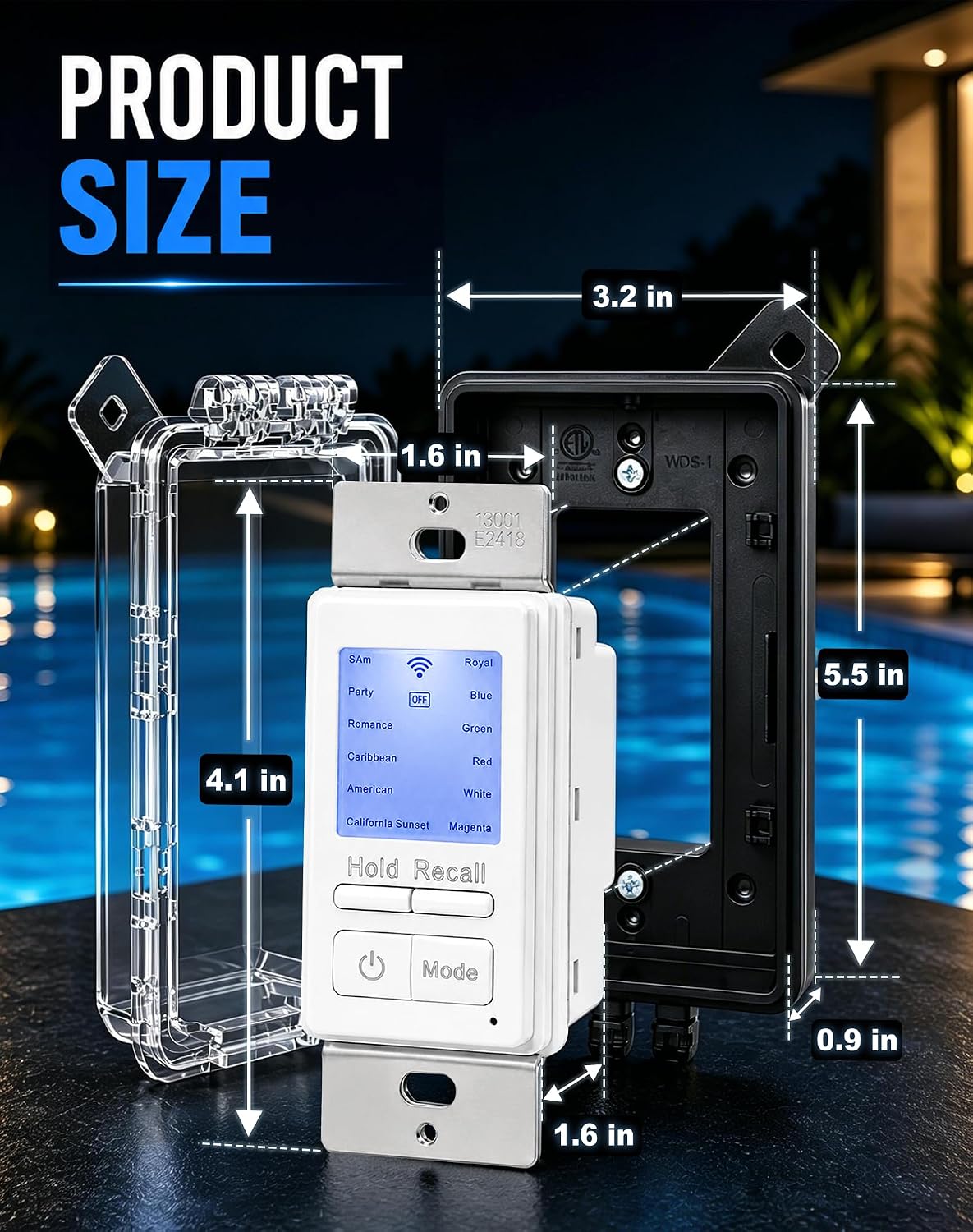 Pool Light Controller - Replacement for Pentair 618031, Smart WiFi Bluetooth APP Control, Compatible with Pentair IntelliBrite