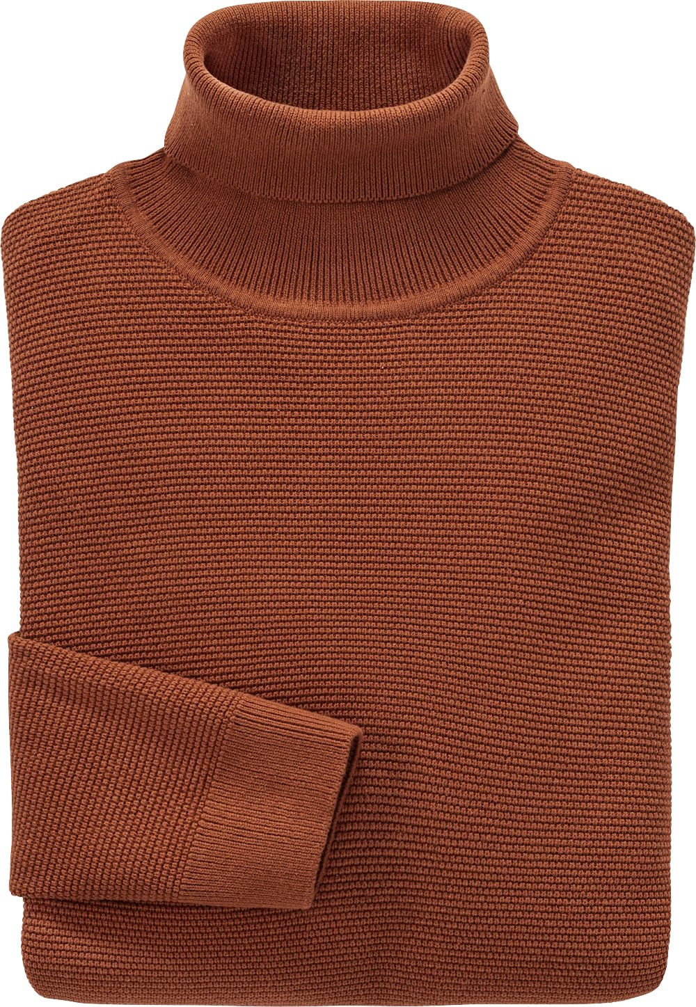 Otto Kern Pullover Herren, Rollkragenpullover aus 100% Baumwolle, Strickpullover, Pulli Herren mit luxuriöser Reiskorn-Optik, zeitlos & hochwertig, Terrakotta, Gr. L
