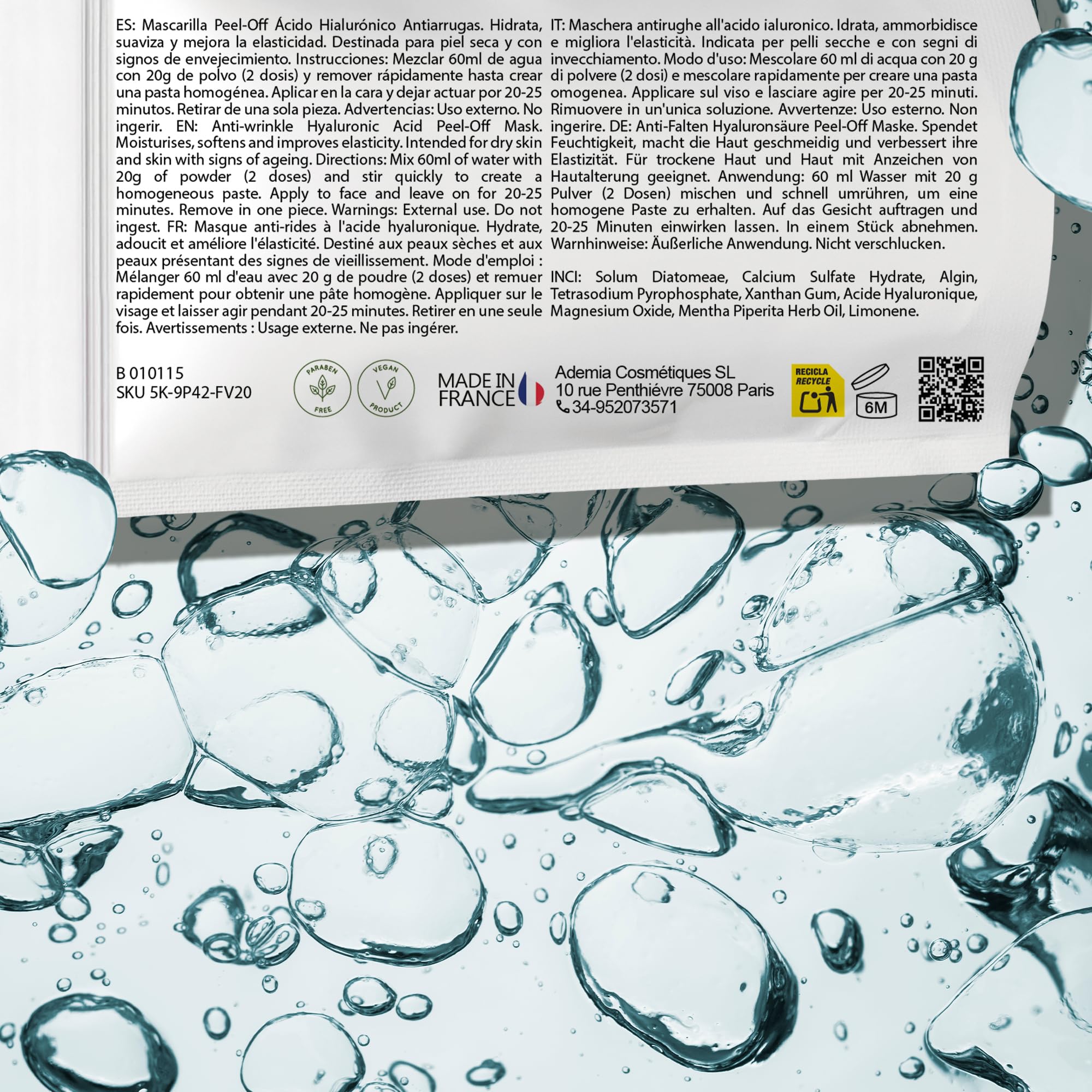 Image secondaire de Masque Peel-Off Anti-Rides à l'Acide Hyaluronique - 200g