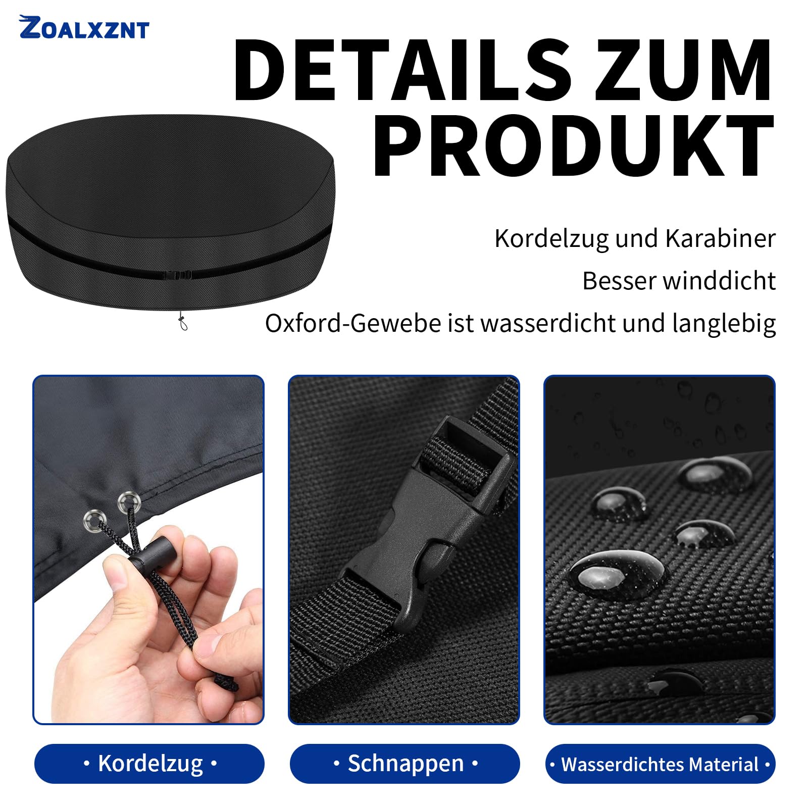 ZOALXZNT Waterproof Oval Sundress Island Cover, Oval Garden Sundeck Island Cover with Adjustable Lanyard - Image 4