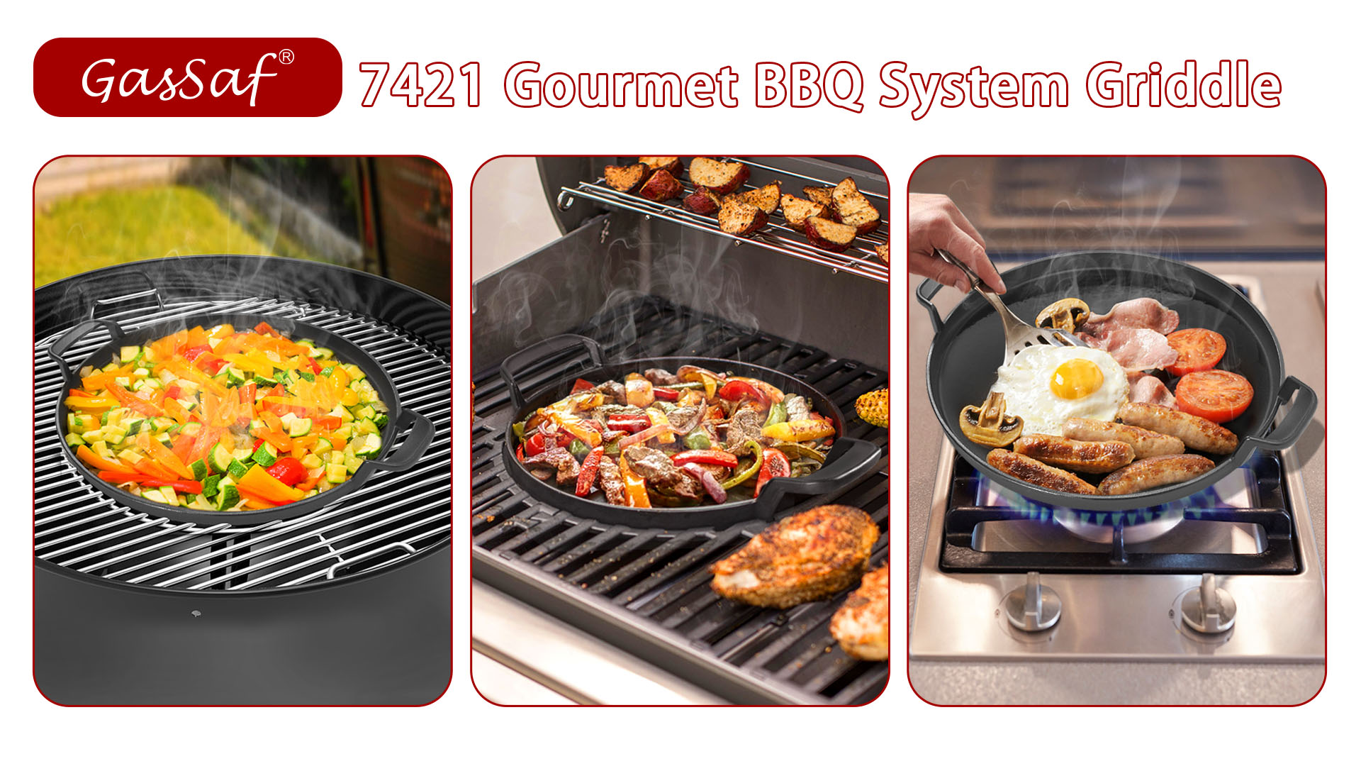 Amazon.com : GasSaf 7421 Gourmet BBQ System Griddle for Weber 22 1