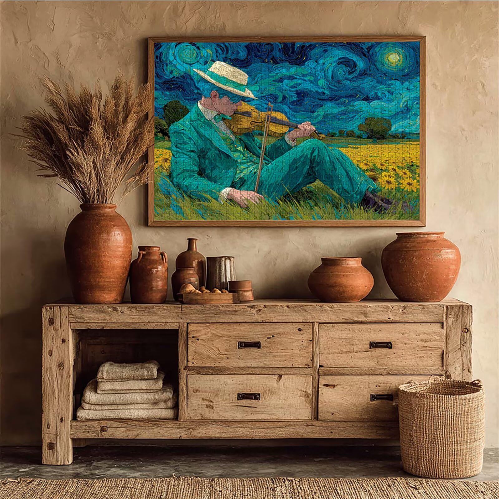 Muzyka Drewniane Puzzle Gwiaździste Niebo Puzzle 6000 sztuk dla dorosłych z kompaktowym pudełkiem 179 x 105 cm, wymagające puzzle, kreatywne gry logiczne dla mężczyzn, kobiet, nastolatków, prezenty, 5