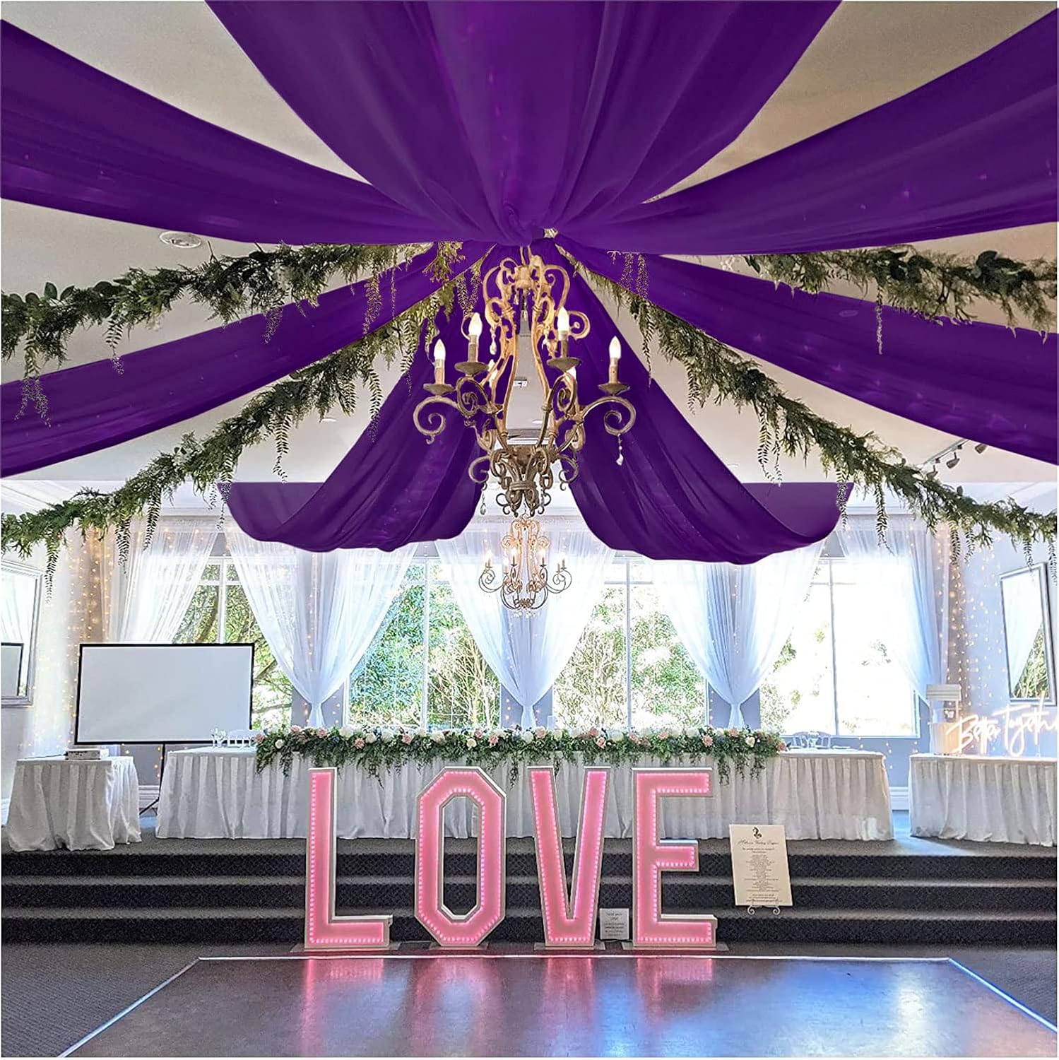 FOTSHARER Ceiling Drapes for Weddings 4 Panels 5FTx10FT
