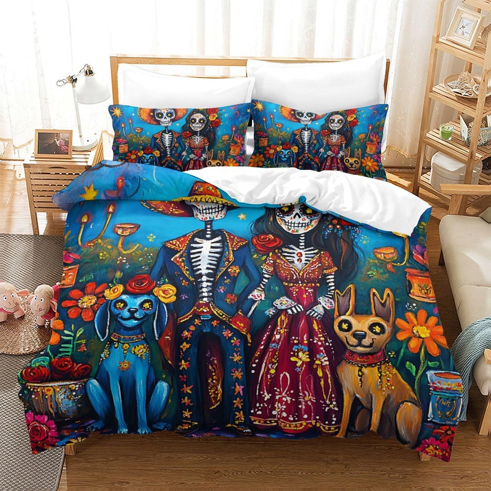 Housse de couette 1 personne enfant microfibre parure de lit super king 260x220 motif couple 3D
