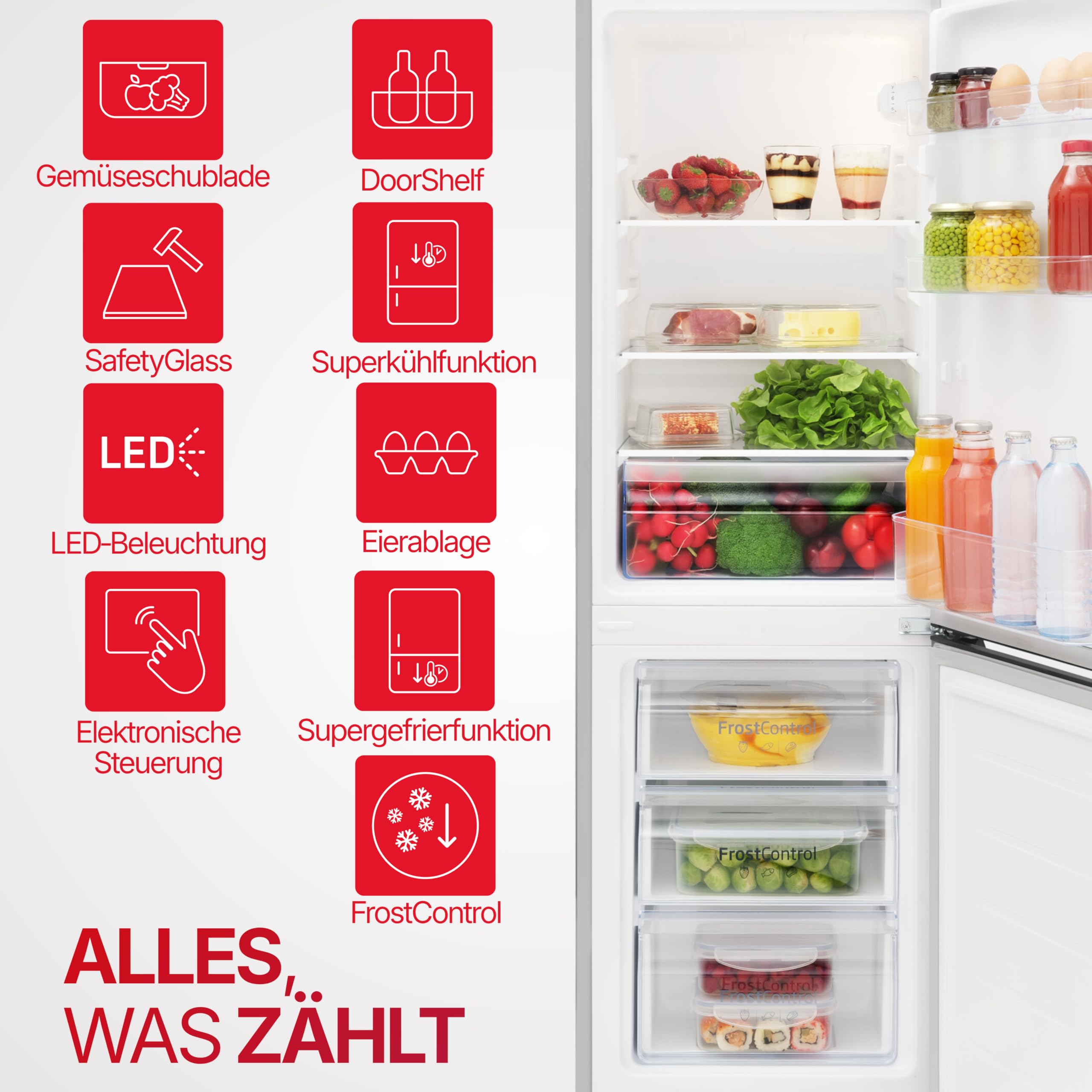 Amica Kühl Gefrierkombination freistehend 144 cm Nutzinhalt mit Superkühlfunktion und Supergefrierfunktion – Bild 4