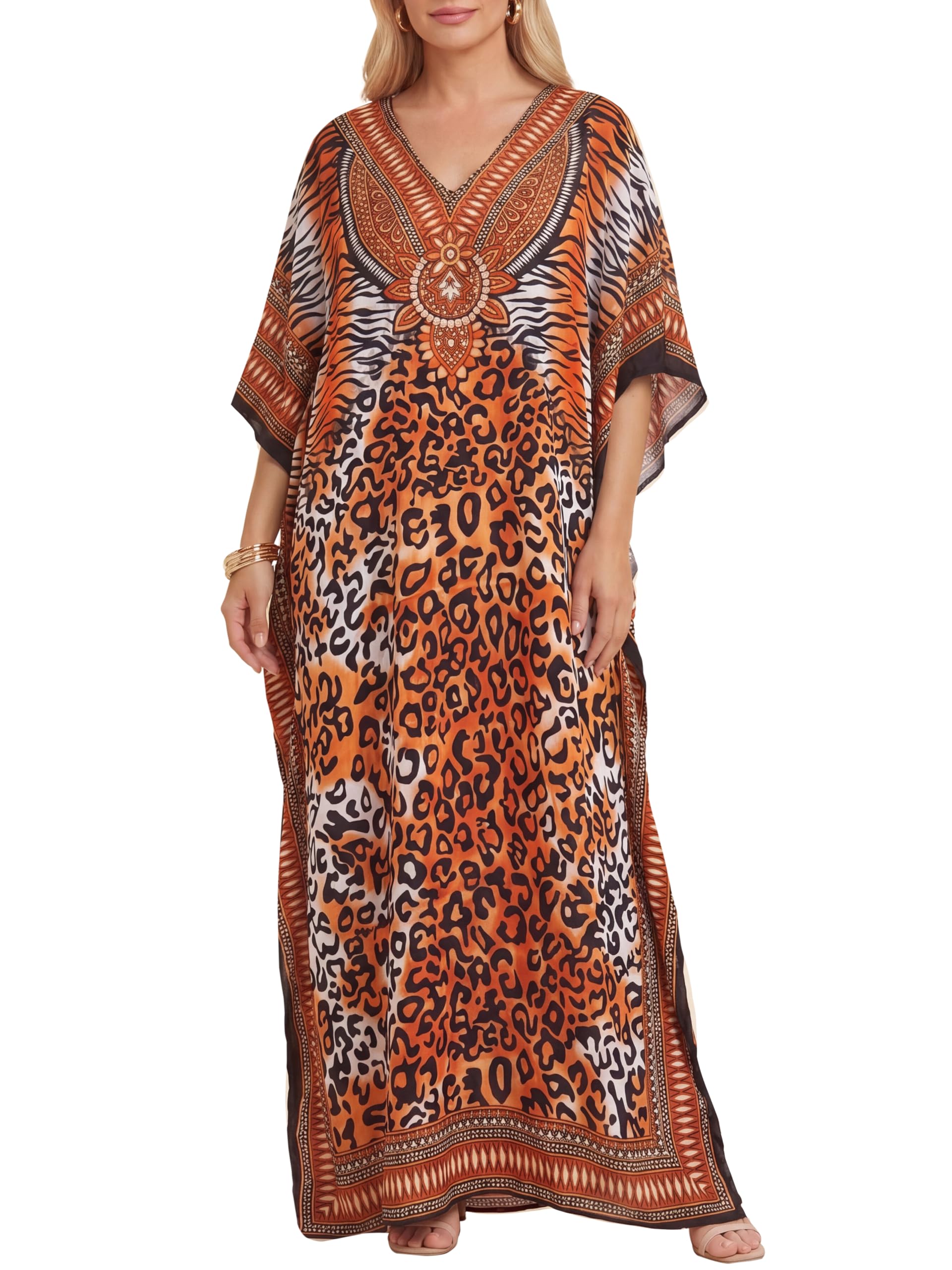 Love My Fashions® Women's Kaftans Morrocan Print Tunic Long Summer Dress Loungewear Swim Cover Up Beachwear Sundress Casual Nightwear