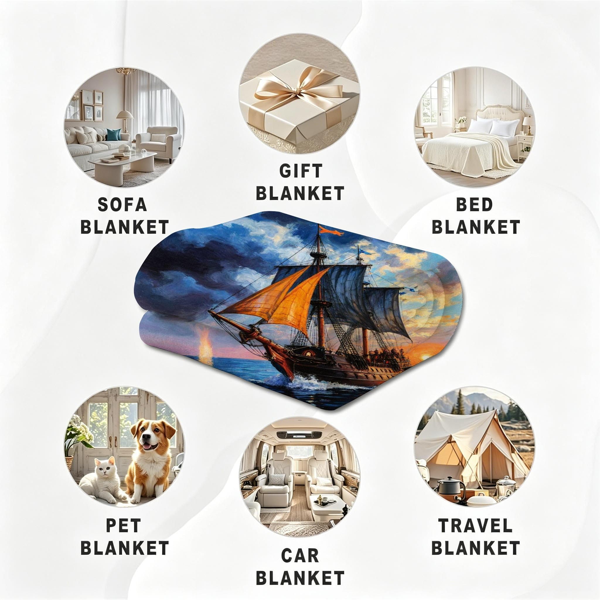Manta Franela Sherpa 3D Velero 3D 240x260cm para Cama 180-A326