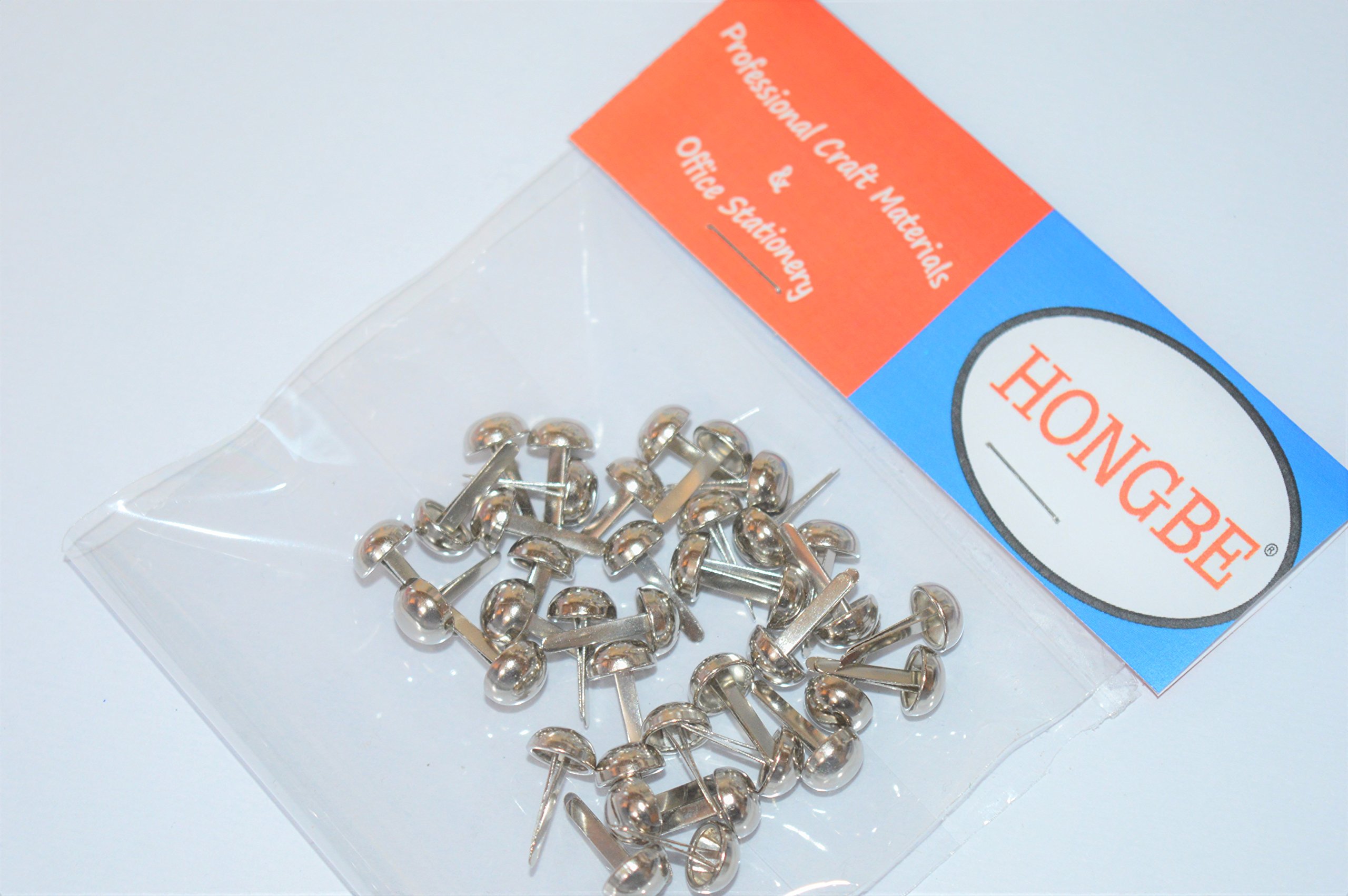 HONGBE Large 8mm DOME HEAD SPLIT PINS Paper Fasteners ~SILVER COLOUR~