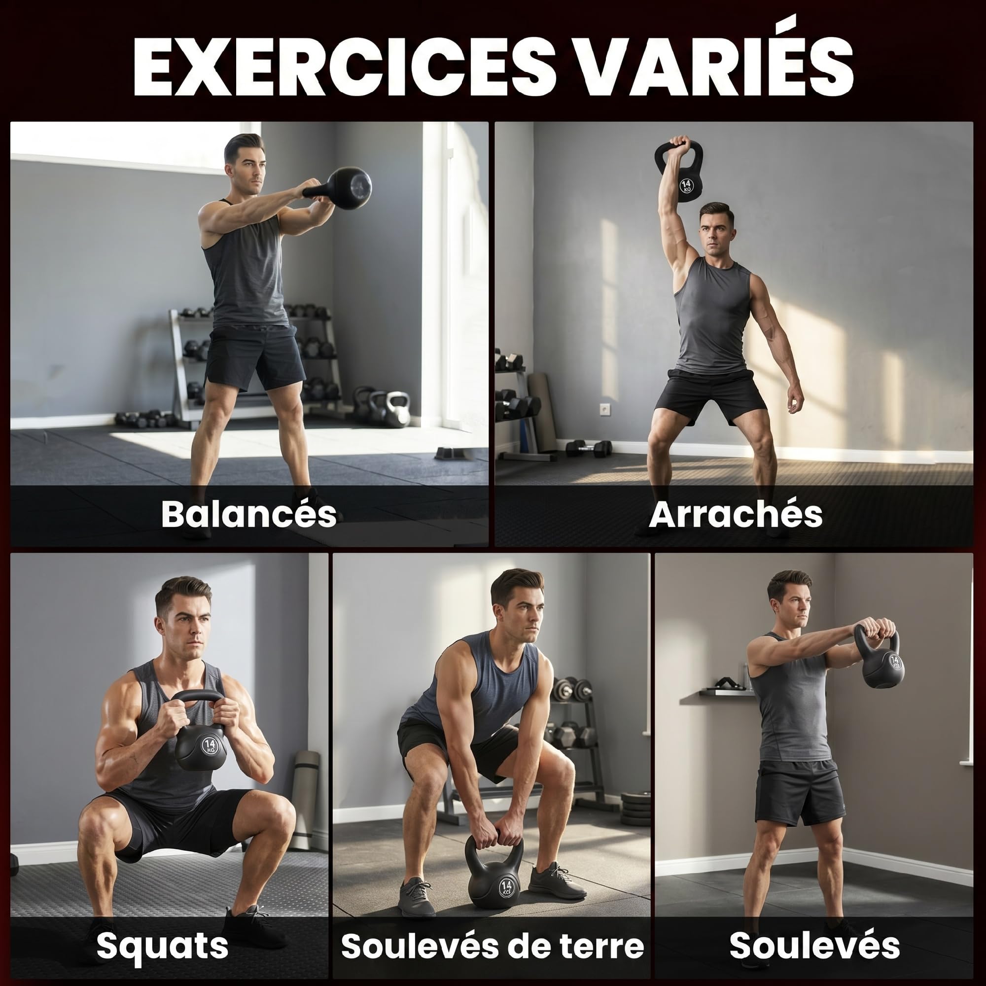 HOMCOM Kettlebell, hantle z ergonomicznym uchwytem, hantle kulkowe, trening siłowy, do fitnessu, na siłownię, czarny