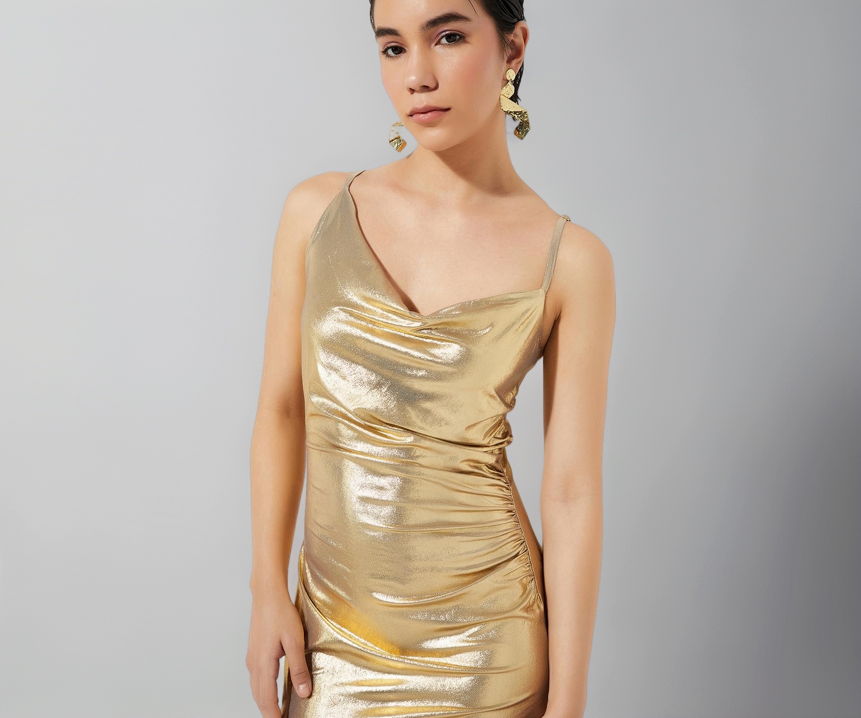 gold metallic plisse ruched front bardot bodycon dress Buy Max URB_N Women Dress, Gold, XXL at its made to sparkle