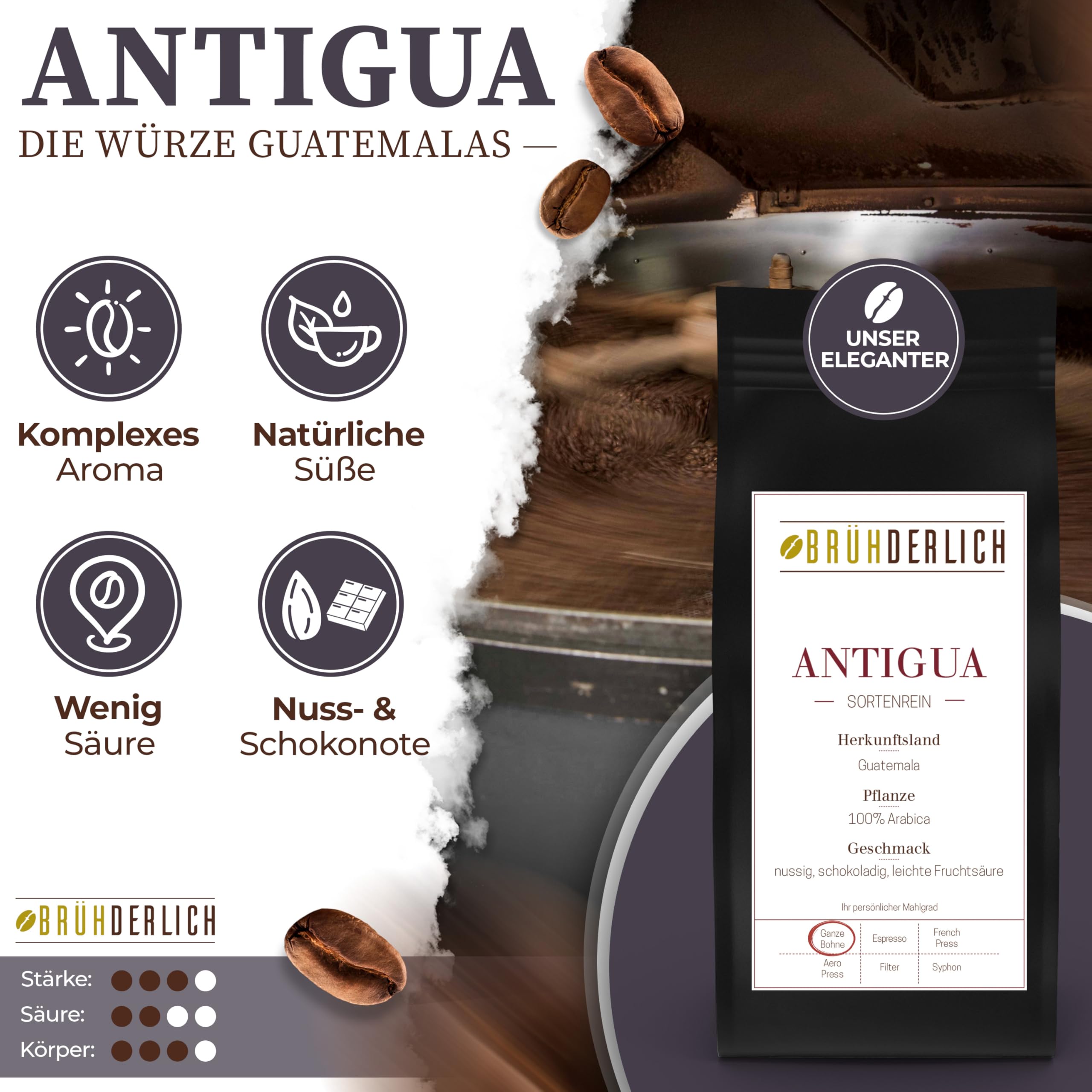 BRÜHDERLICH Kaffee Geschenkset 500g (4×125g) ganze Bohnen Premium Arabica Coffee Beans Geschenk für Kaffeeliebhaber