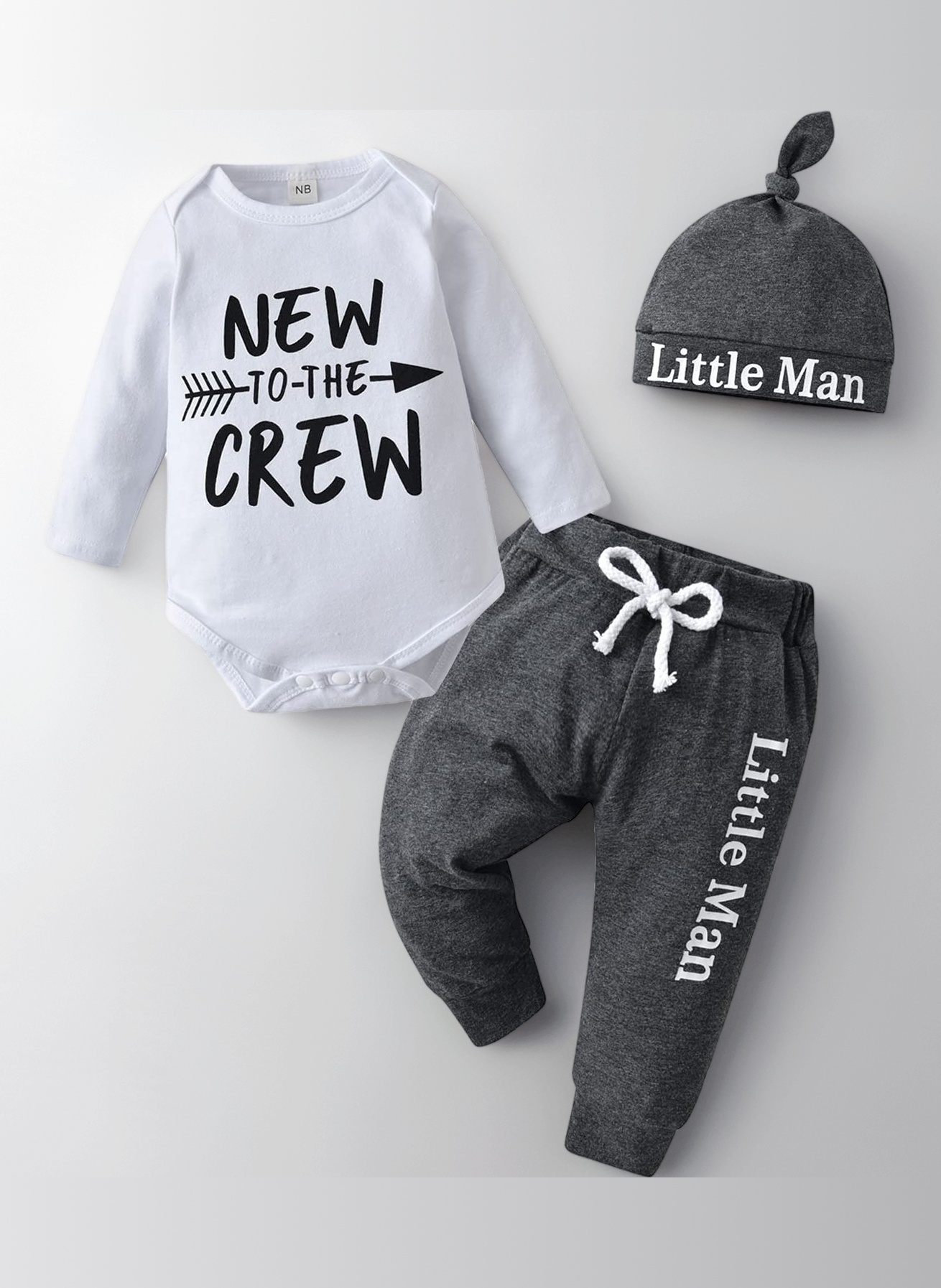 Newborn Baby Boy Clothes Infant Long Sleeve Romper + Hat +Pants 3pcs Outfits Sets
