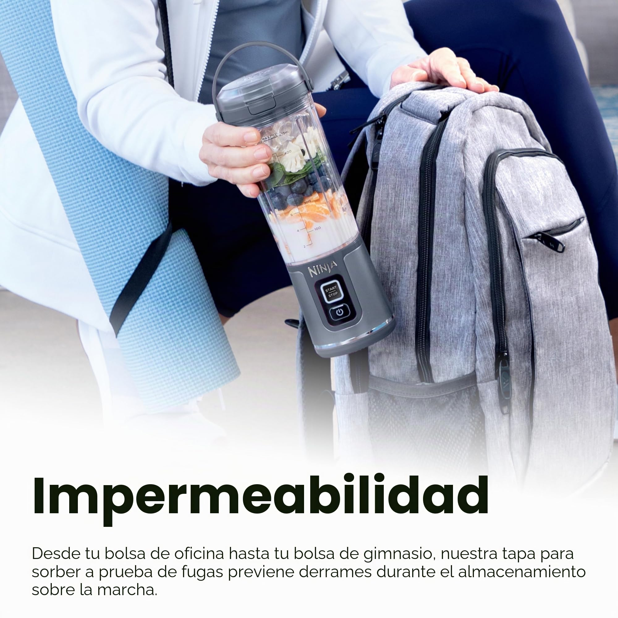 Ninja Blast BC151PK - Batidora portátil, inalámbrica, recipiente de 18 onzas, licuadora personal para batidos y batidos, sin BPA, tapa a prueba de fugas y boquilla para sorber, recargable por USB-C