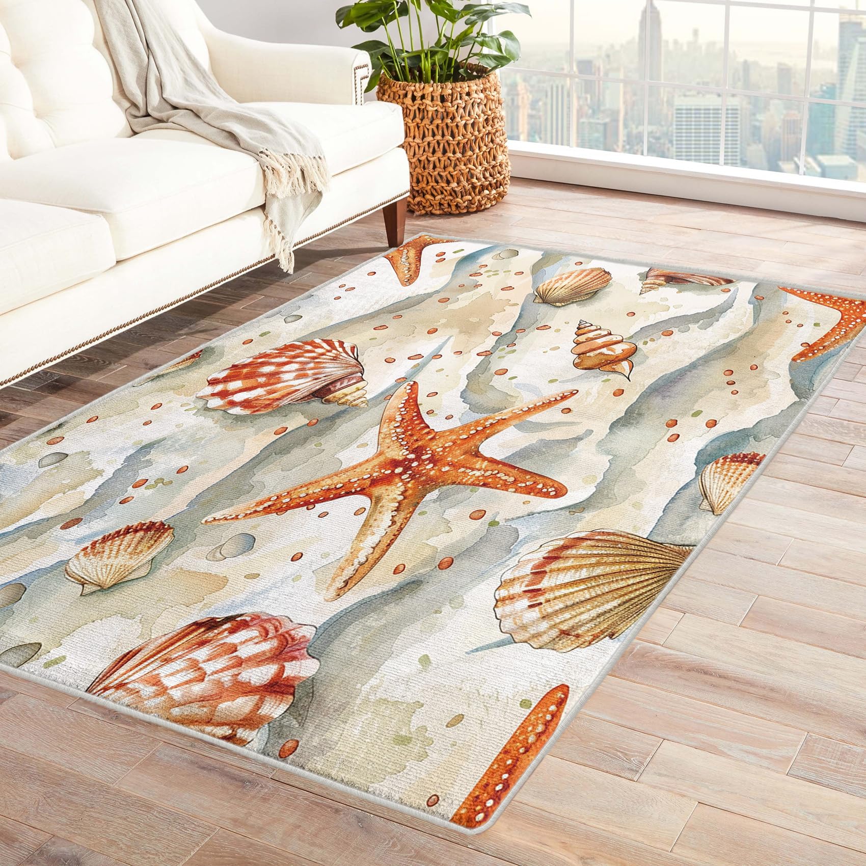 Amazon.com: NejTrenzy Ocean Beach Rug 7x8, Washable Coastal Rugs