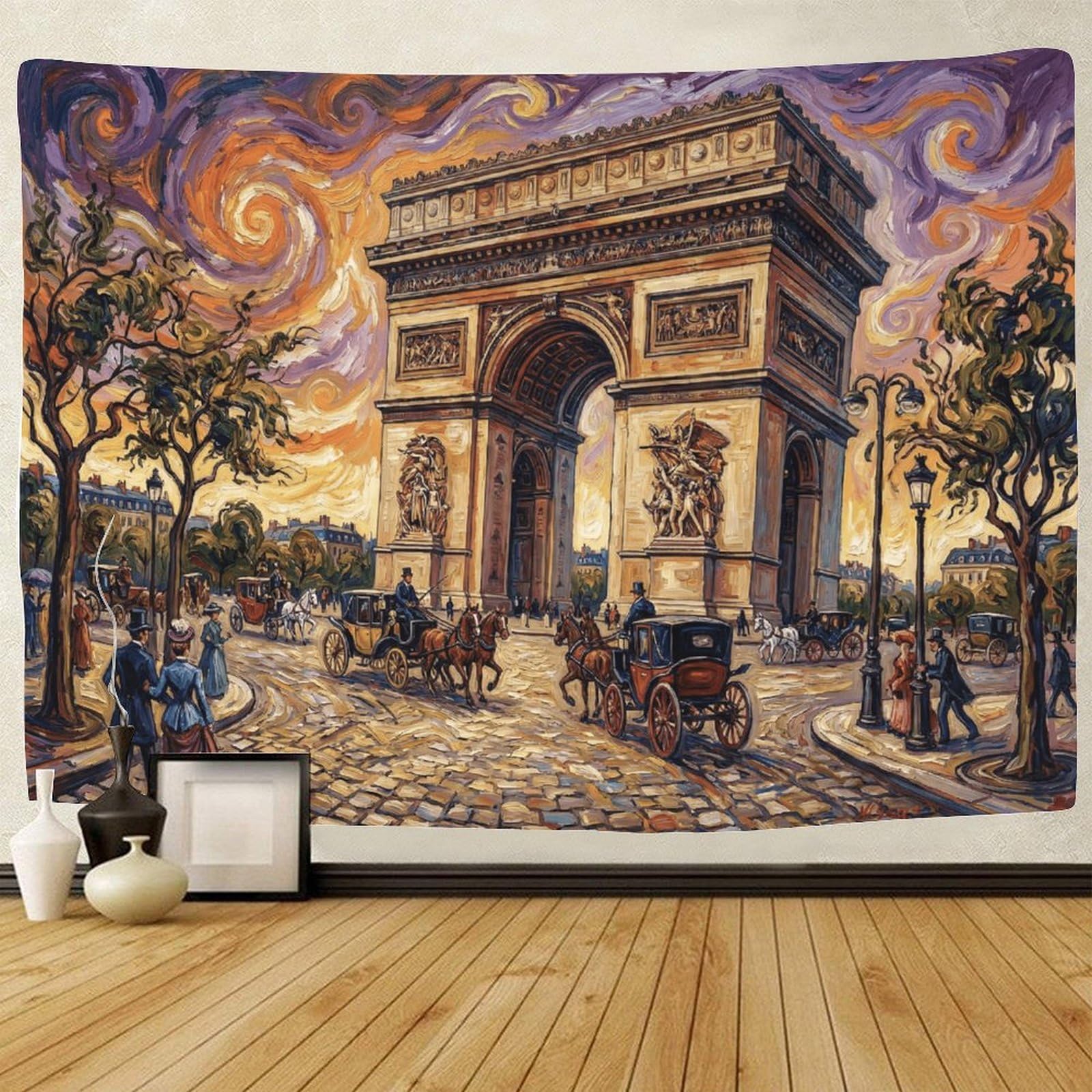 ASDFGHJKLZA Arc De Triomphe Wall Art Decor 3D Print Wall Tapestry Oil Painting Tapestries Home Decoration Curtain Bedroom Dorm 100cmx150cm