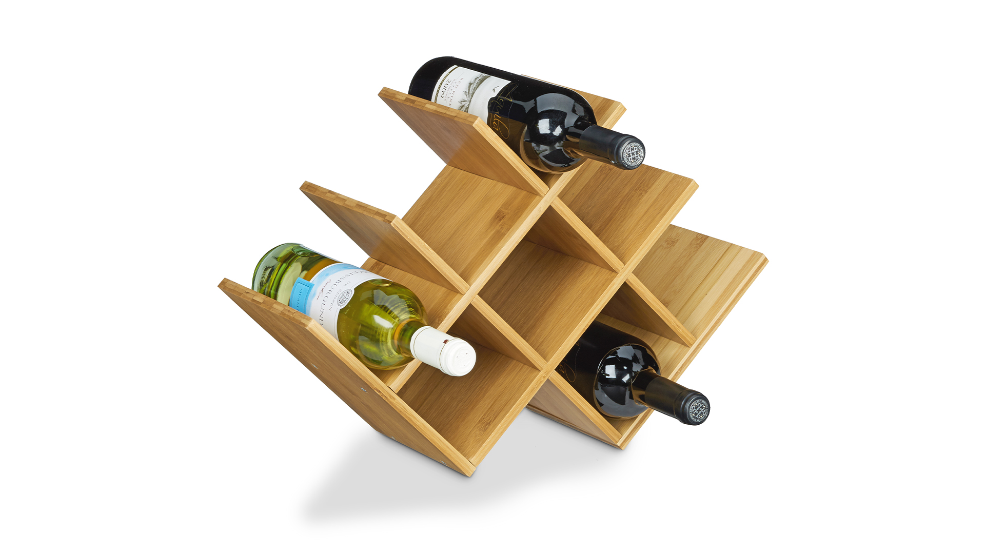 Cantinetta in Bambù, Scaffale portabottiglie 5 bottiglie di vino, 53 x 14 x 12 cm, Naturale