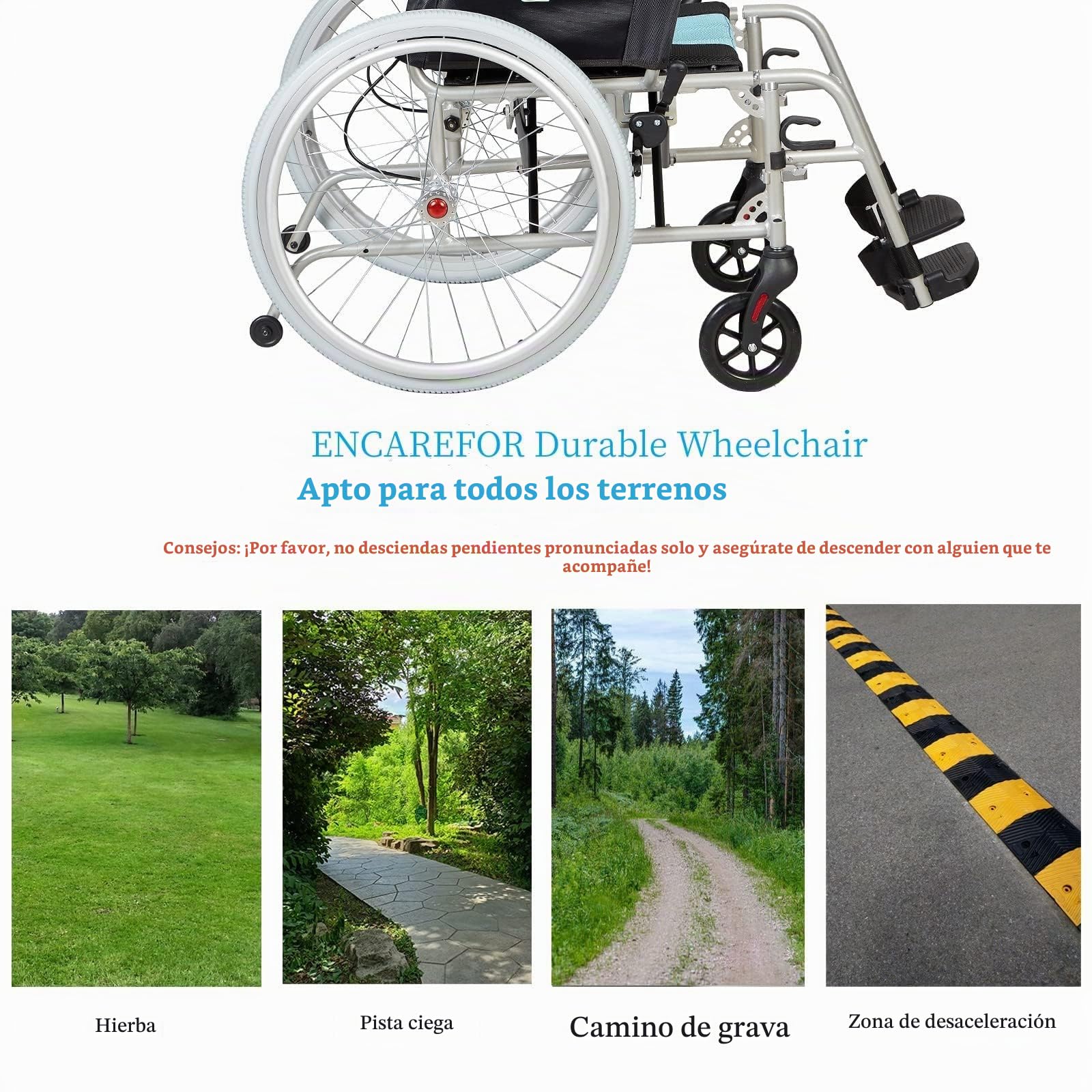 con silla de ruedas plegable ligera de 5,8 kg, respaldo ergonómico, asiento de 50 cm, silla de ruedas para ancianos y discapacitados, silla de ruedas autopropulsada de magnesio y plata