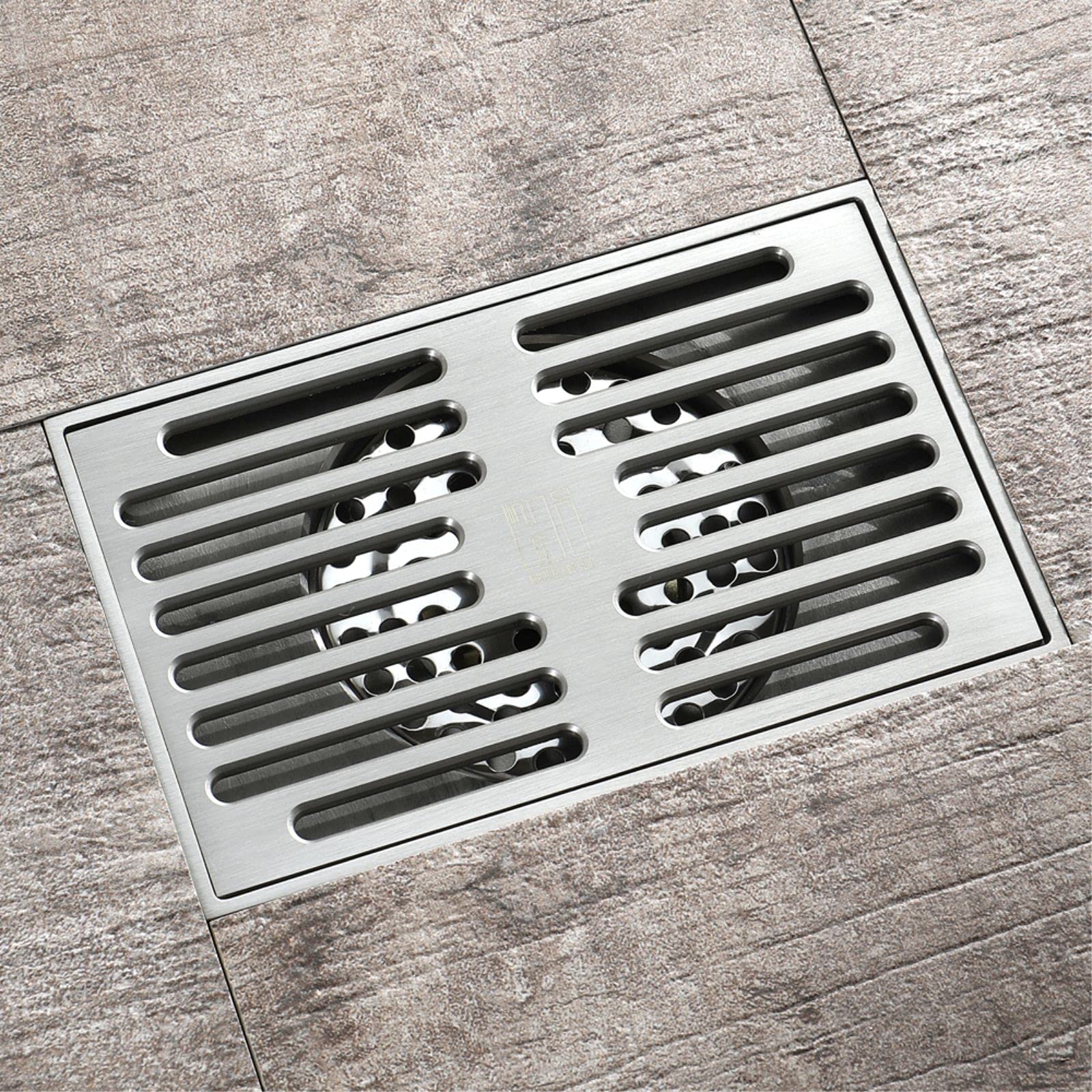 Siphon de Douche rectangulaire en Laiton à Grand débit, 140 x 90 mm, avec Couvercle Amovible, en Acier Inoxydable et Bronze
