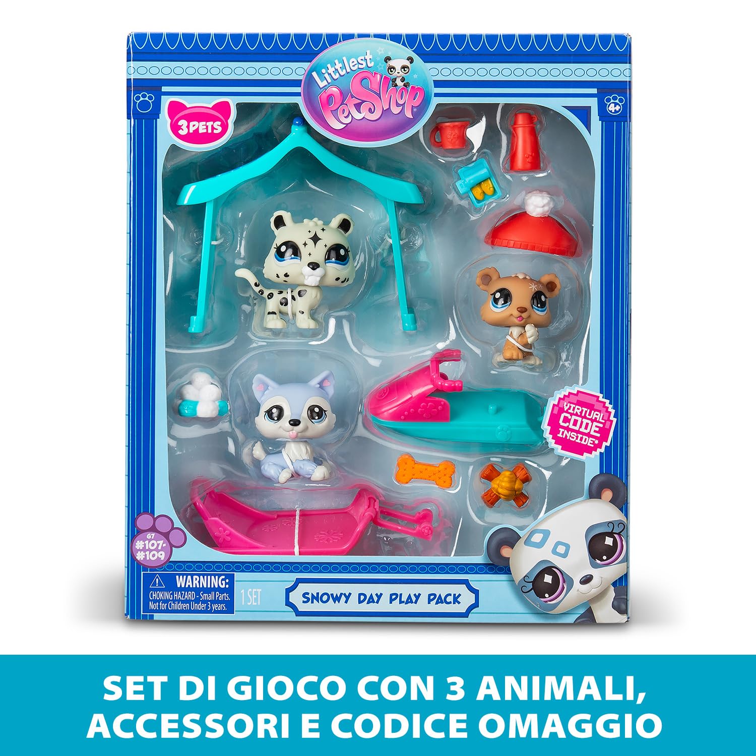 Littlest Pet Shop Series 2 Snowy Day Play Pack, The Pack Contains 3 LPS Mini Pet Toys 6 Accessories - Image 2