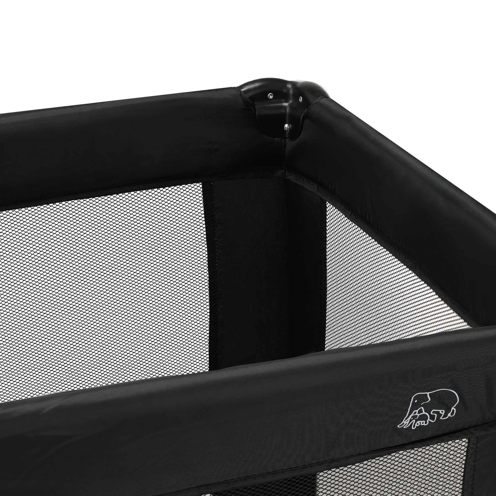 Deryan Lit Parapluie Bébé avec Matelas Inclus, 0-5 Ans (0-20 kg), Léger 4 kg, Grand Matelas, Ouverture Latérale, Design Pliable, Sac de Transport Inclus, 100 x 100 cm (Noir)
