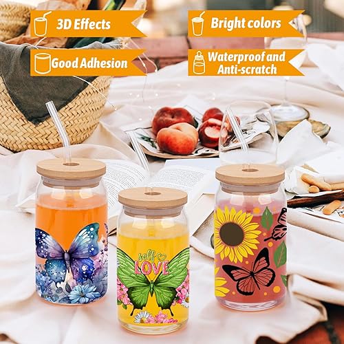 Miniatura 5 de Envolturas de vasos UV DTF de transferencia para vasos de vidrio de 16 onzas, 10 hojas de transferencia de vasos, calcomanías de transferencia para