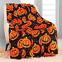 YISUMEI Halloween Blanket Double Sided Smiling Face Lantern Pumpkin Pattern Flannel 150x200cm