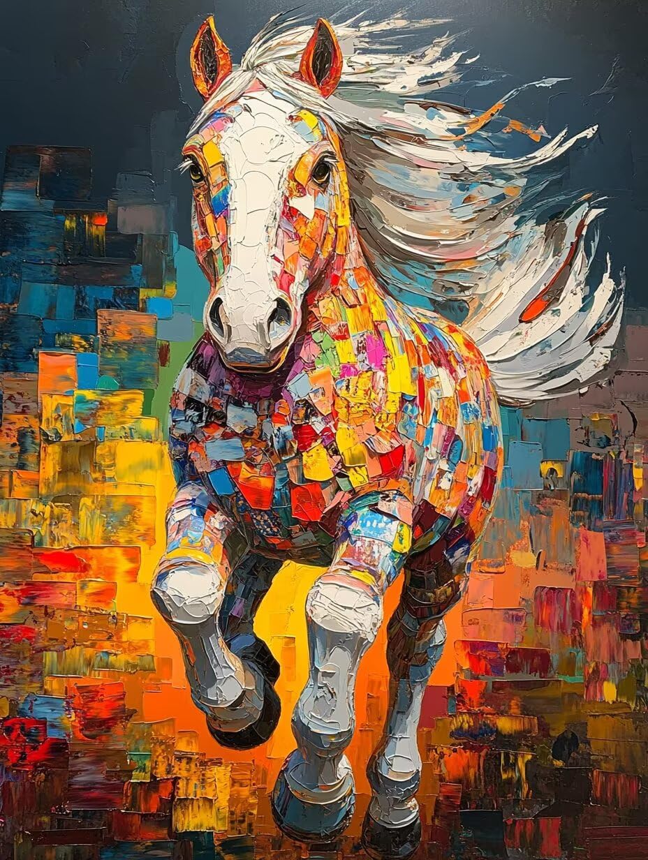 Zestaw do malowania diamentami, Horse, zwierzę "zrób to sam", 5D, pełny kwadratowy, zestaw do majsterkowania, dla dorosłych, mozaika, haft krzyżykowy, zestaw do dekoracji ścian, prezent dla dziewcząt