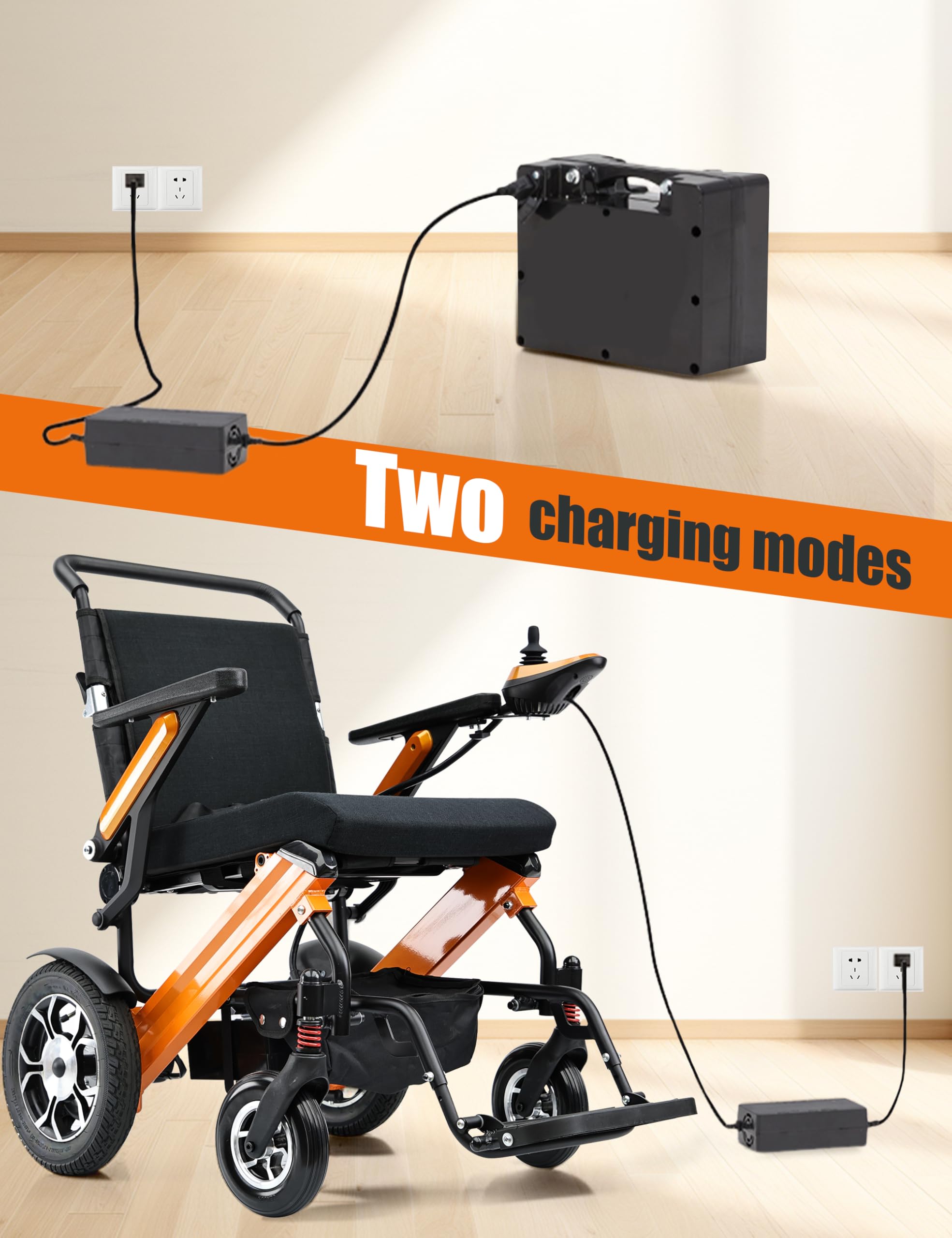 Fauteuils roulants électriques pliants pour adultes et personnes âgées, moteur de 500 W, fauteuil roulant électrique pliable tout terrain avec coussin de siège ergonomique, léger et portable pour les