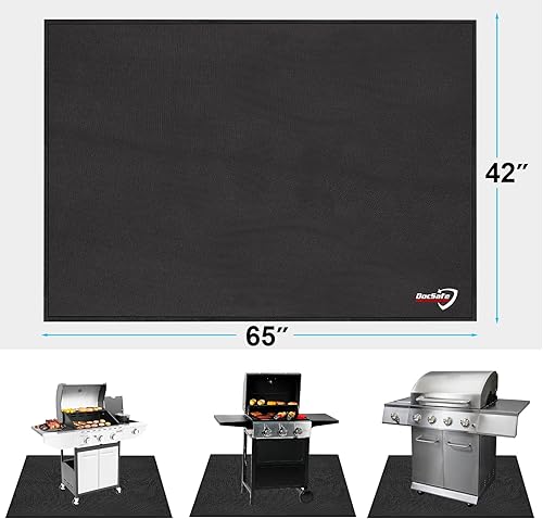Miniatura 7 de DocSafe - Tapete para debajo de la parrilla de 65 x 42 pulgadas, tapete ignífugo de 4 capas, protector para la terraza, patio, césped, al aire