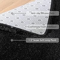 Vista 6 de Softlife Alfombra de Área Negra para Dormitorio, Alfombras de Felpa Mullida Esponjosa para Sala de Estar de Niñas, Alfombra Suave Peluda Pequeña