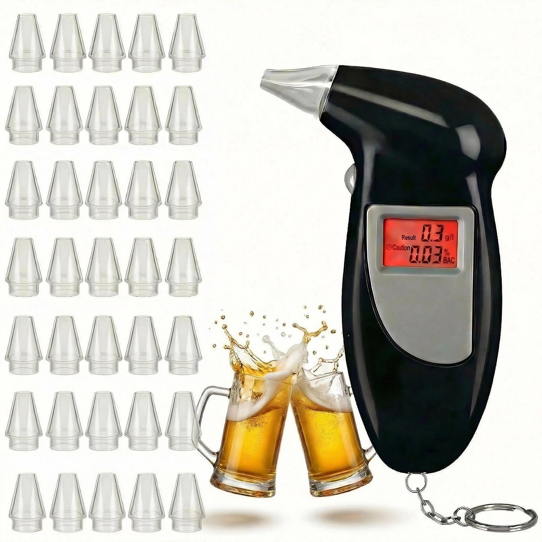 JUXINE Alkoholtester Polizeigenau & Professionell – Portable Alkoholmessgerät mit Akku, Atemalkoholtester für Autofahren,Familie und Arbeit,Präzises Promillemessgerät (Alkomat) mit Digitaldisplay