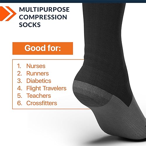 Miniatura 9 de FixiC Calcetines de compresión para hombres y mujeres, 3 pares, L-XL (8-15), 15-20 mmHg, medias de compresión para mujeres y hombres, calcetines de