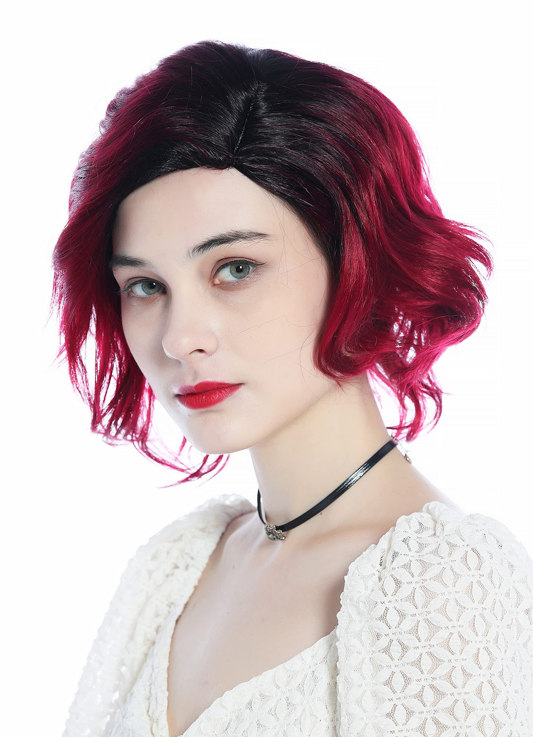 WIG ME UP - DW3334-Y2/BG Ladies' wig short wild wavy parting parted ombre black red, ombre black red (Y2/BG) - Image 2
