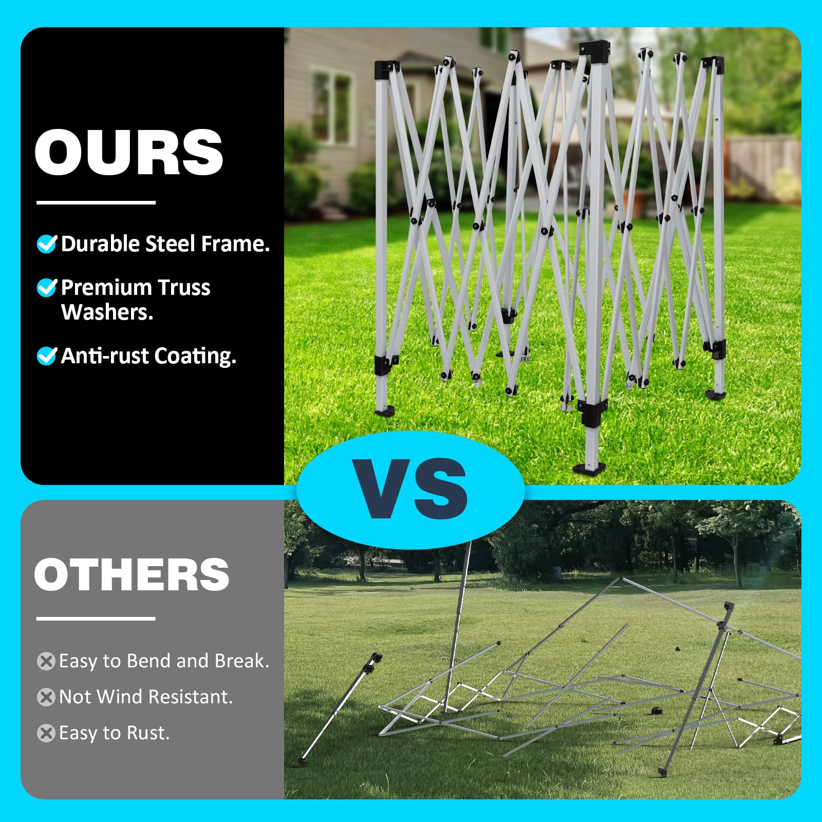 Tonnelle de Jardin 3x3m,Tonnelle Pliante,Tente de Camping avec 4 Côtés、Sac de Transport,Imperméable,Anti UV50+，Hauteur Réglable，Tente Réception,Barnum Pliante pour Exterieur Party Festival,Blanc
