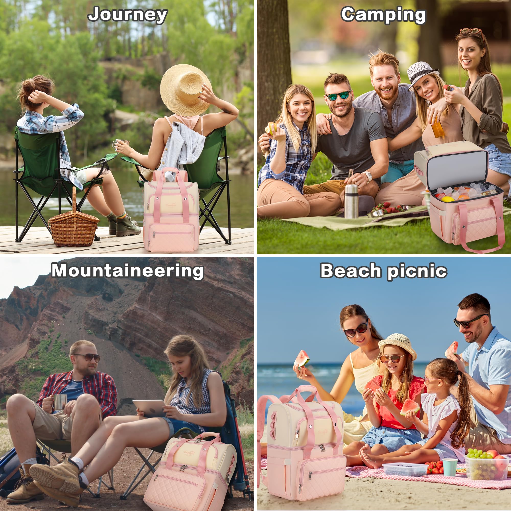 Mochila Nevera Isotermica Portatil con 2 Compartimentos Termostáticos, Bolsa Termica de Moda para Mujeres, Familia, Picnic, Compras, Playa 25l