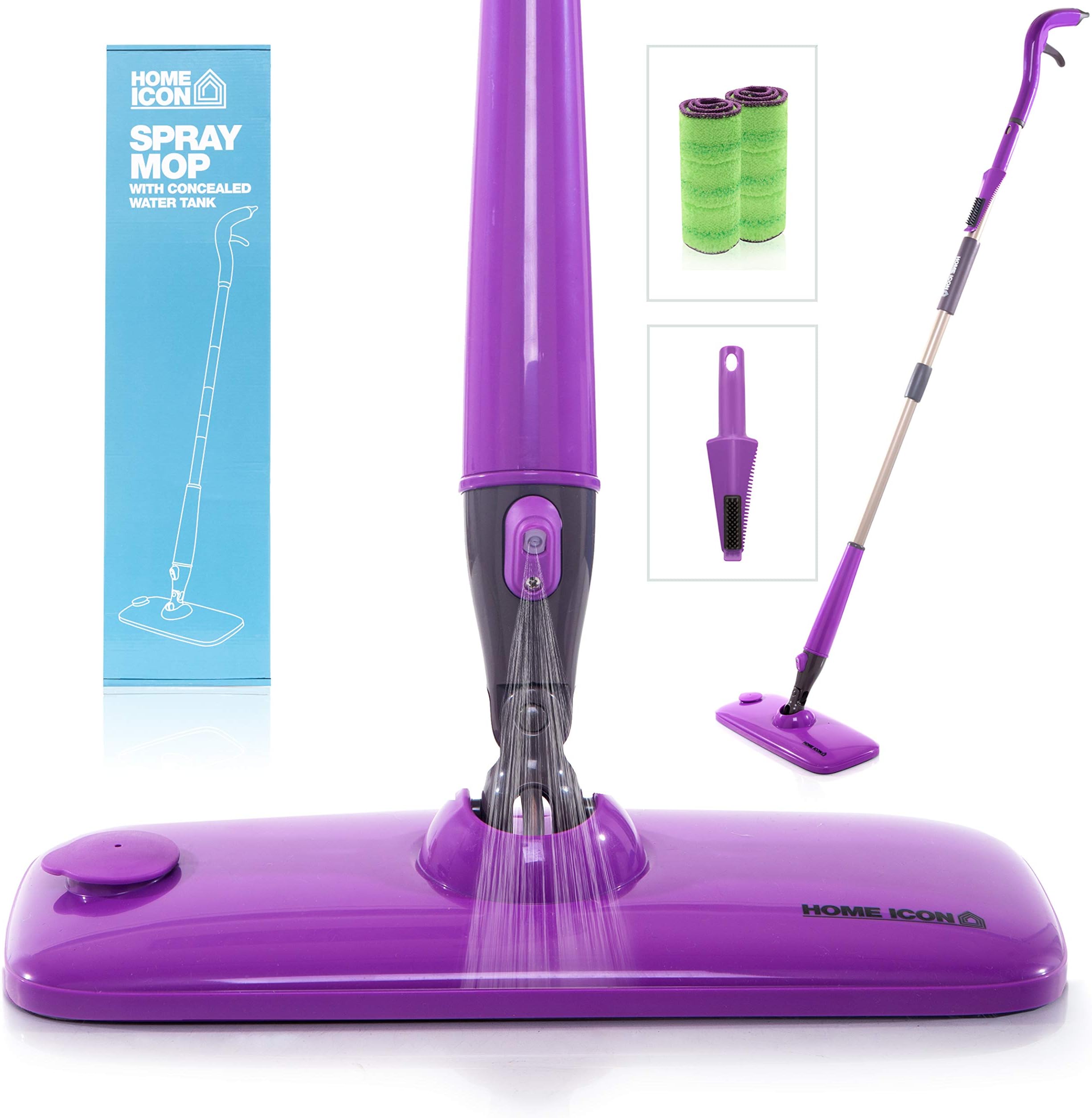 Spray Mop with Fixed Water Tank. Cleans 100m². Includes 2 X Replacement Pads, for Wood, Laminate and Tiled Floors