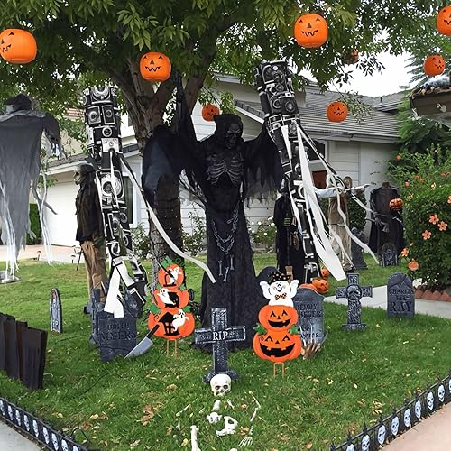 Miniatura 7 de Veleta pequeña de Halloween de 40 pulgadas de largo, 2 unidades, sin veleta ligera de Navidad para puerta delantera al aire libre, patio, porche,