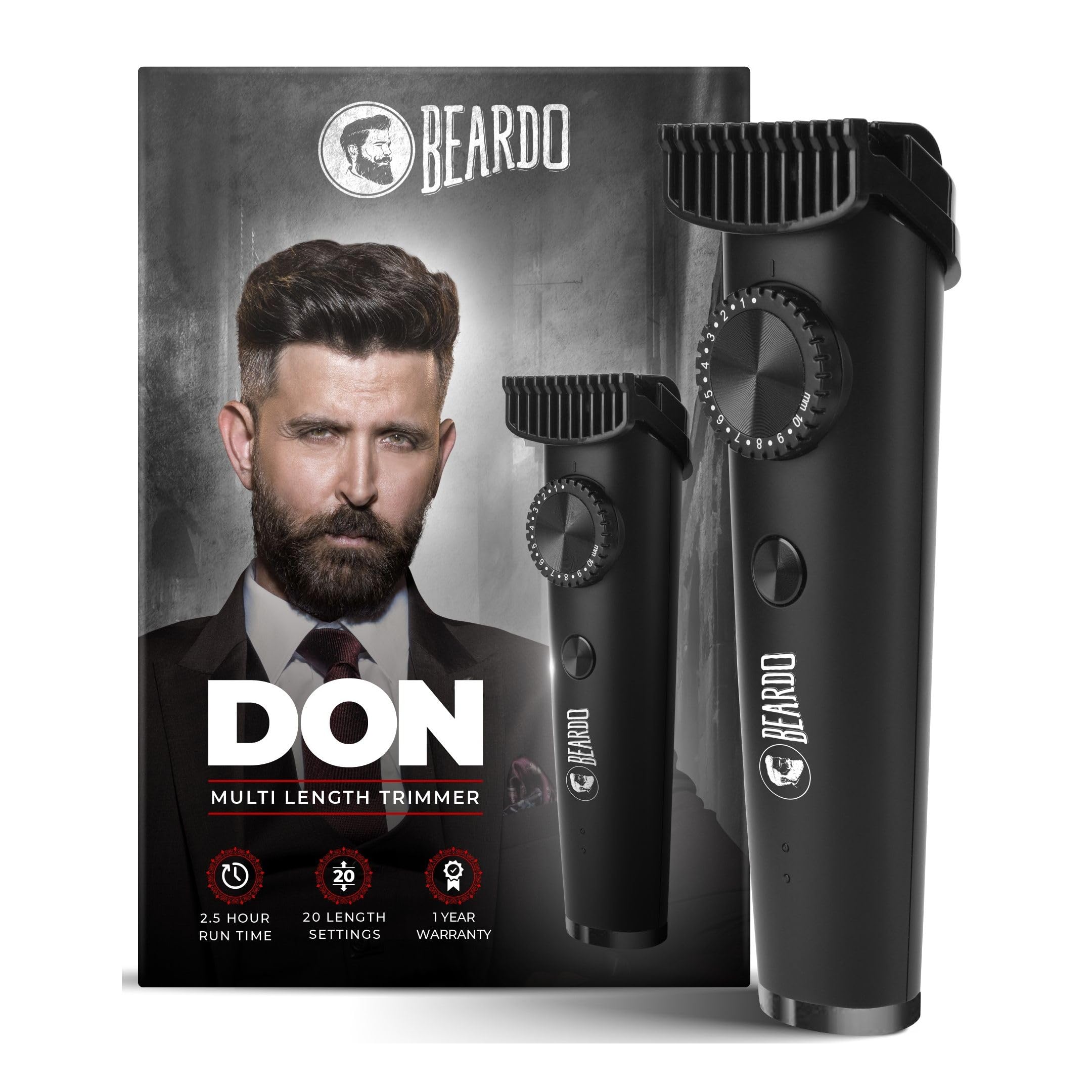 Beardo Don Trimmer for Men | 150 min Run Time | 20 Length Settings | Cordless | Washable Stainless Steel Blades | Powerful Li+ battery for quick charging | Stylish Gun Metal finish | Gift For Brother | Gift For Friends (B0BSGXRSNX) Amazon Price History, Amazon Price Tracker