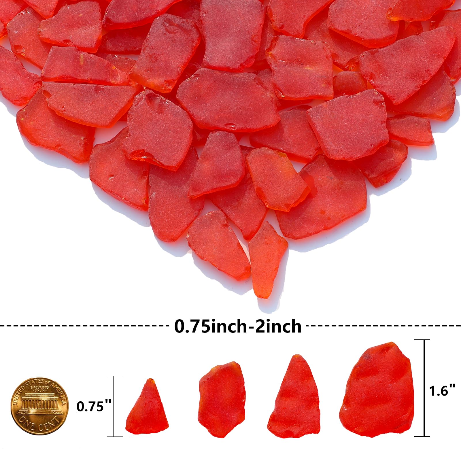 Bicchiere di mare per artigianato, 396,9 g, rosso e blu, in vetro smerigliato, riempitivo per vasi e ornamento per acquario, forniture fai da te per arte, matrimoni in spiaggia e decorazioni per la