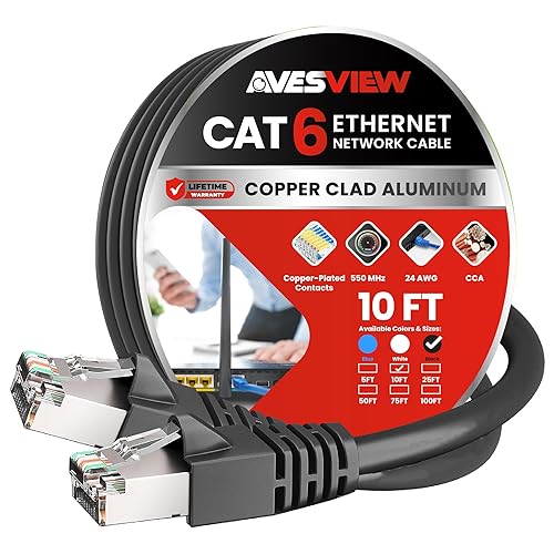 Miniatura 9 de Cable Ethernet blindado CAT 6 de 25 pies, cable de alta velocidad para interiores (SFTP) de 10Gbps, cable Ethernet blindado sin enganche de 25 pies