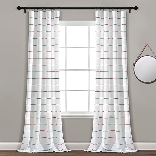 Lush Decor Paneles de cortina de ventana de algodón teñido con hilo de rayas degradadas, par de cortinas de 40 pulgadas de ancho x 95 pulgadas de
