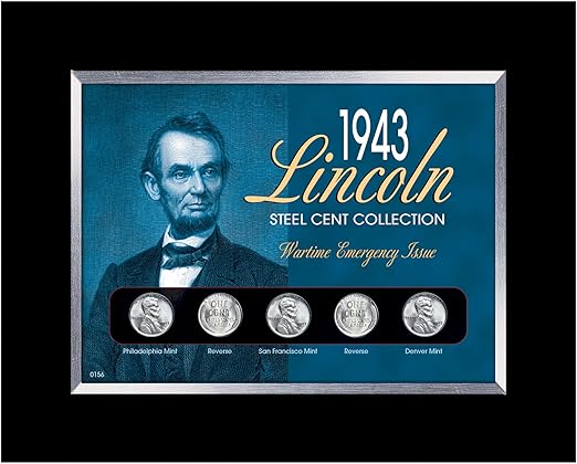 American Coin Treasures 1943 Lincoln Steel Penny Collection Wartime Emergency Issue in Small Frame