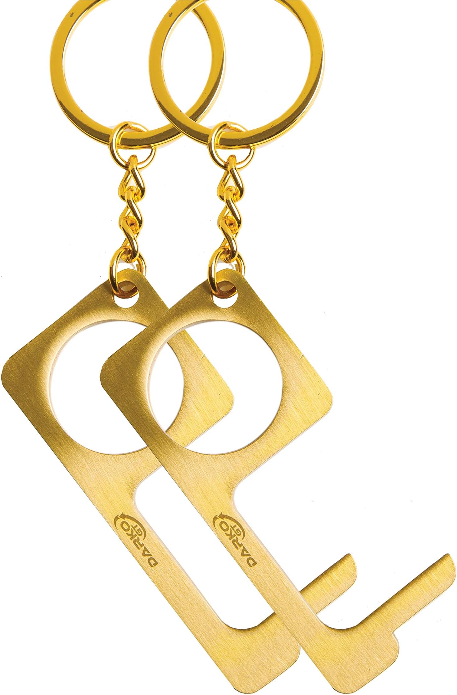 (2 PACK) Door Opener Copper No Touch Key, Contactless Brass Premium Free-Touch Key, Key Protection for Hands, Elevator Button, Social distancing - with Keyring & Keychain (2 Pcs)