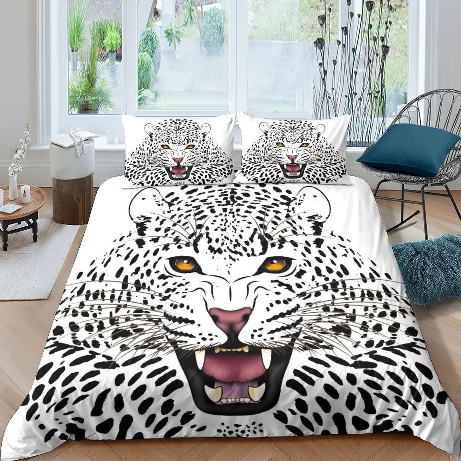 Ctjqhvkz Style-8 3D Printed Snow Leopard Fitted Sheet Microfiber Soft Breathable Wild Animal Mattress Cover Bedroom Decor Single（135X200cm）