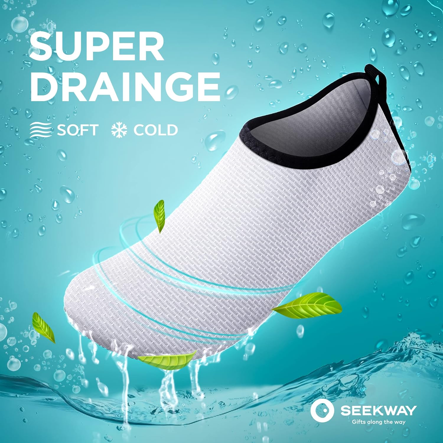 SEEKWAY Water Shoes Quick-Dry Aqua Socks Barefoot Slip-on for Beach Pool Swim River Yoga Lake Surf Women Men Black SK001 - Image 4
